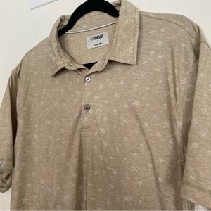 LINKSOUL Taupe with Allover Palm Tree Print Polo L